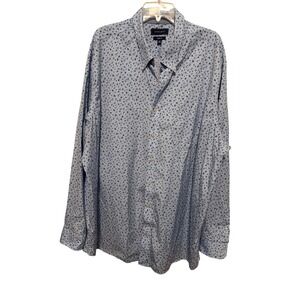 Crown & Ivy Mens 3XLT Classic Fit Floral Microprint Button Down Shirt Light Blue